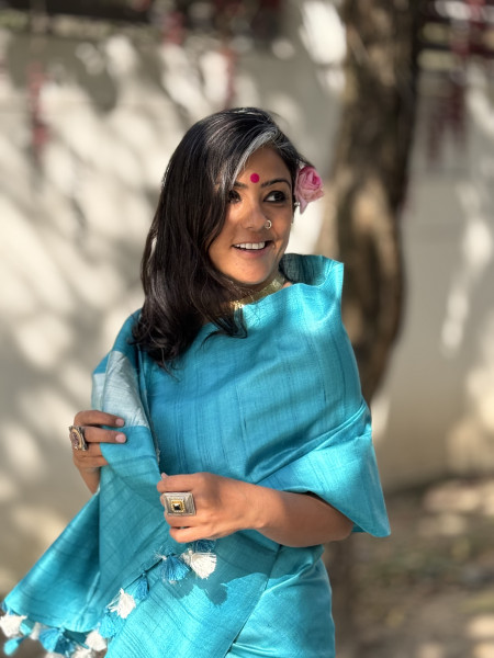 SKY BLUE KOSA SILK WOVEN ZARI SARI