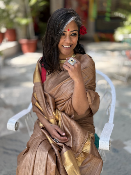 CARAMEL KOSA SILK WOVEN ZARI SARI