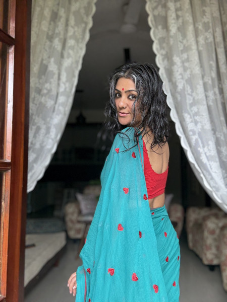 JADE COTTON MULMUL EMBROIDERED SARI