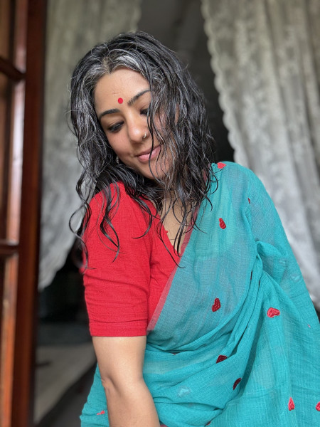JADE COTTON MULMUL EMBROIDERED SARI