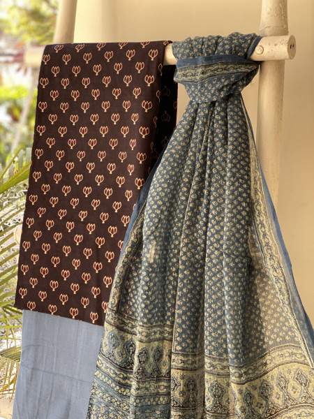 BLACK & INDIGO AJRAKH BLOCK PRINT KOTA DUPATTA SET