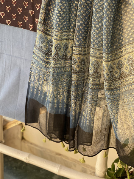 BLACK & INDIGO AJRAKH BLOCK PRINT KOTA DUPATTA SET