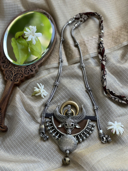 BRASS & FABRIC Handcrafted LONG NECKLACE