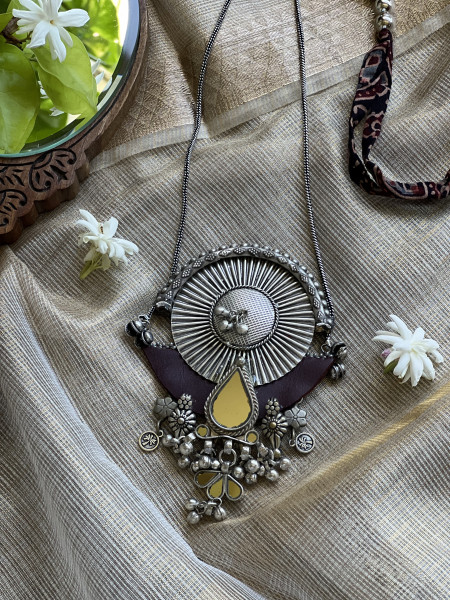 BRASS & FABRIC Handcrafted LONG NECKLACE