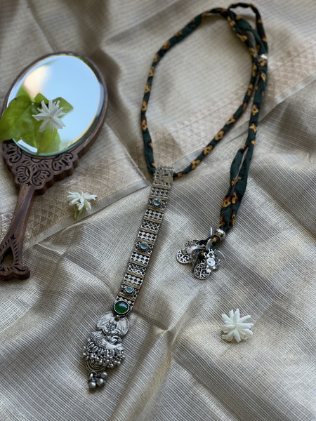 BRASS & FABRIC Handcrafted LONG NECKLACE