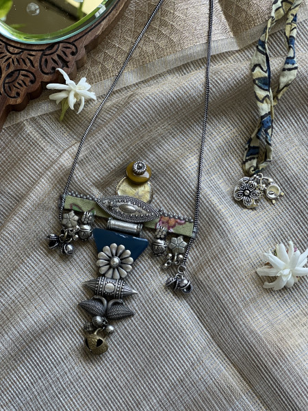 BRASS & FABRIC Handcrafted LONG NECKLACE