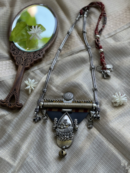 BRASS & FABRIC Handcrafted LONG NECKLACE