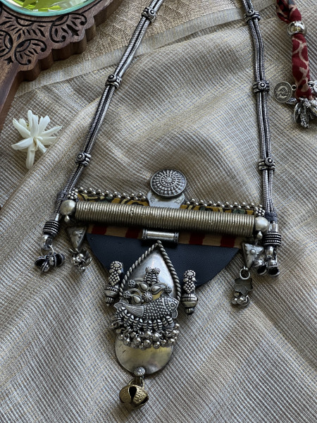 BRASS & FABRIC Handcrafted LONG NECKLACE
