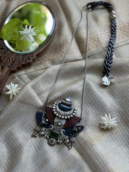 BRASS & FABRIC Handcrafted LONG NECKLACE