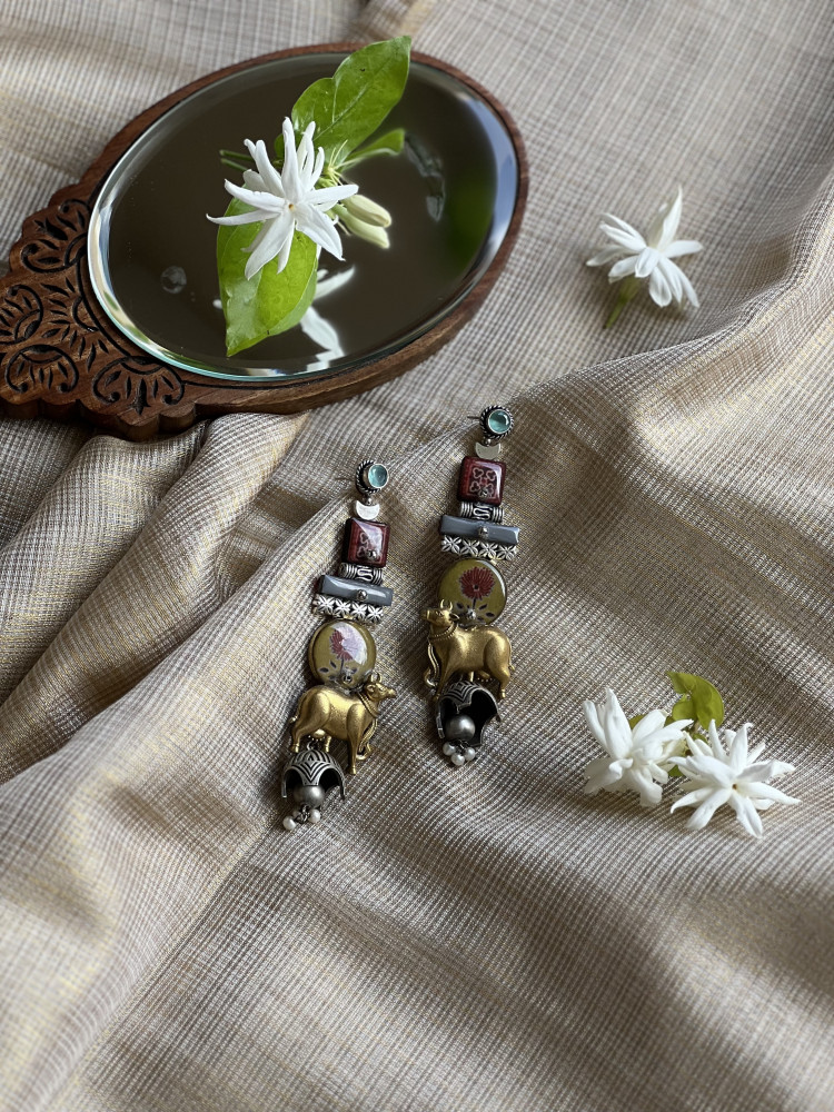 Image of BRASS &amp; FABRIC Handcrafted EARRINGS