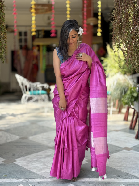 MAGENTA KOSA SILK WOVEN ZARI SARI