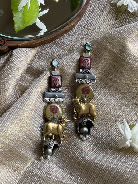 BRASS & FABRIC Handcrafted EARRINGS