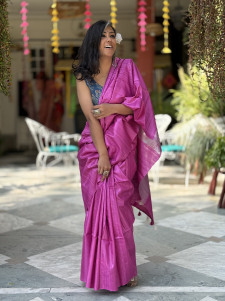 MAGENTA KOSA SILK WOVEN ZARI SARI