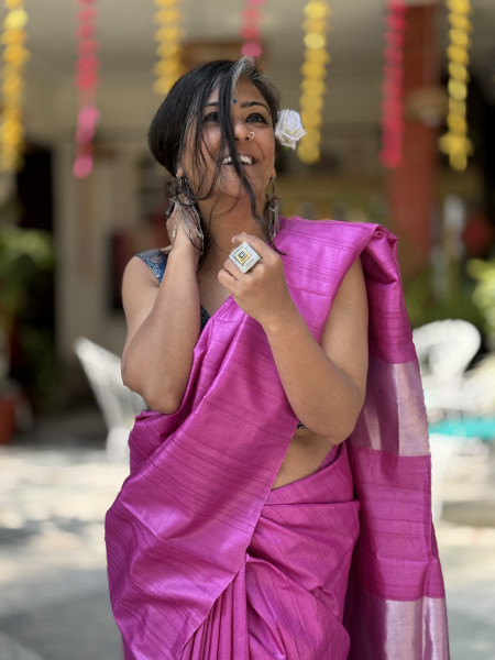 MAGENTA KOSA SILK WOVEN ZARI SARI