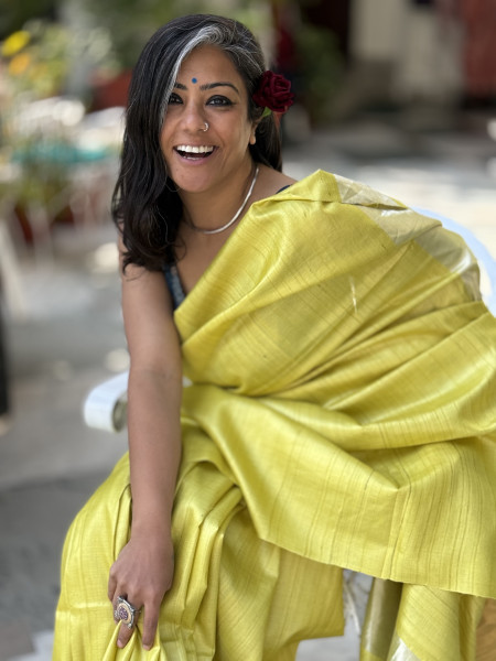LIME KOSA SILK WOVEN ZARI SARI