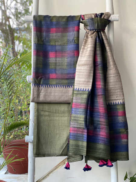 MULTI COLOUR GICHA SILK PRINTED DUPATTA SET