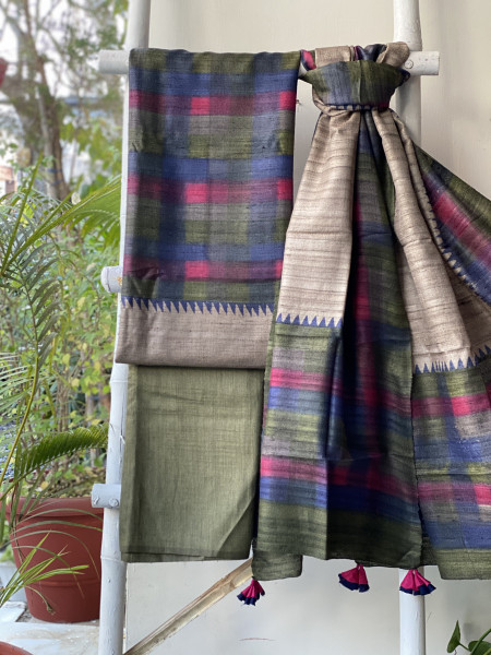 MULTI COLOUR GICHA SILK PRINTED DUPATTA SET