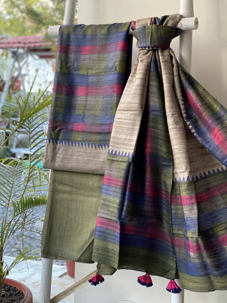 Image of MULTI COLOUR GICHA SILK PRINTED DUPATTA SET