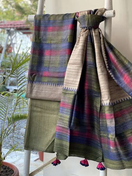 MULTI COLOUR GICHA SILK PRINTED DUPATTA SET