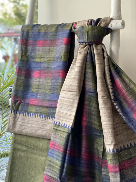 MULTI COLOUR GICHA SILK PRINTED DUPATTA SET