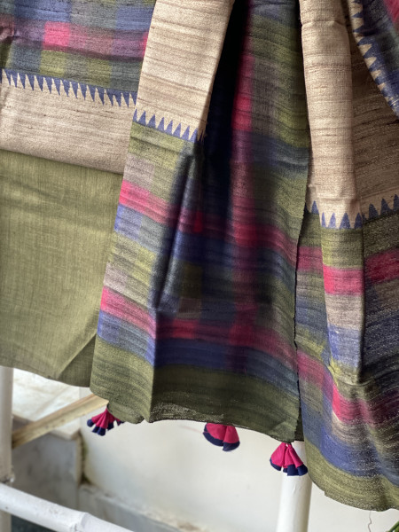 MULTI COLOUR GICHA SILK PRINTED DUPATTA SET