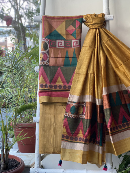 MULTI COLOUR GICHA SILK PRINTED DUPATTA SET