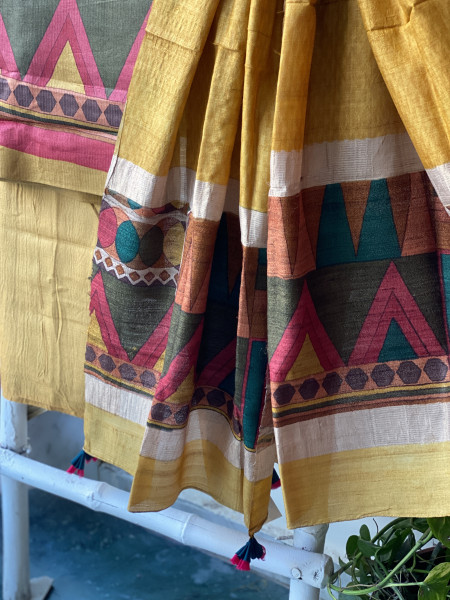 MULTI COLOUR GICHA SILK PRINTED DUPATTA SET