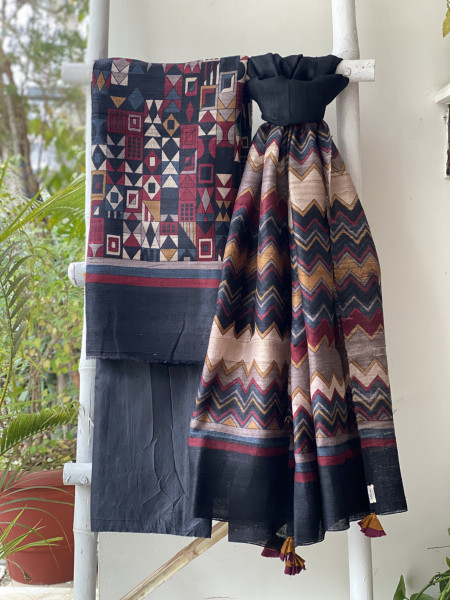 MULTI COLOUR GICHA SILK PRINTED DUPATTA SET