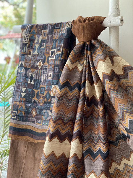 MULTI COLOUR GICHA SILK PRINTED DUPATTA SET