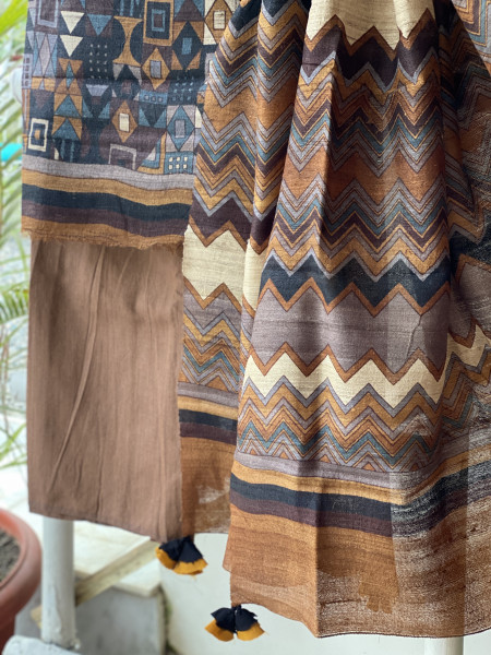 MULTI COLOUR GICHA SILK PRINTED DUPATTA SET