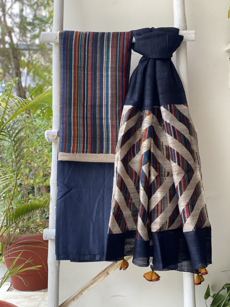 MULTI COLOUR GICHA SILK PRINTED DUPATTA SET