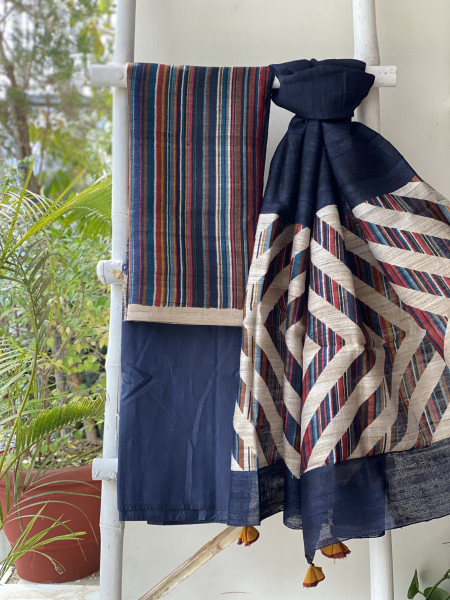 MULTI COLOUR GICHA SILK PRINTED DUPATTA SET