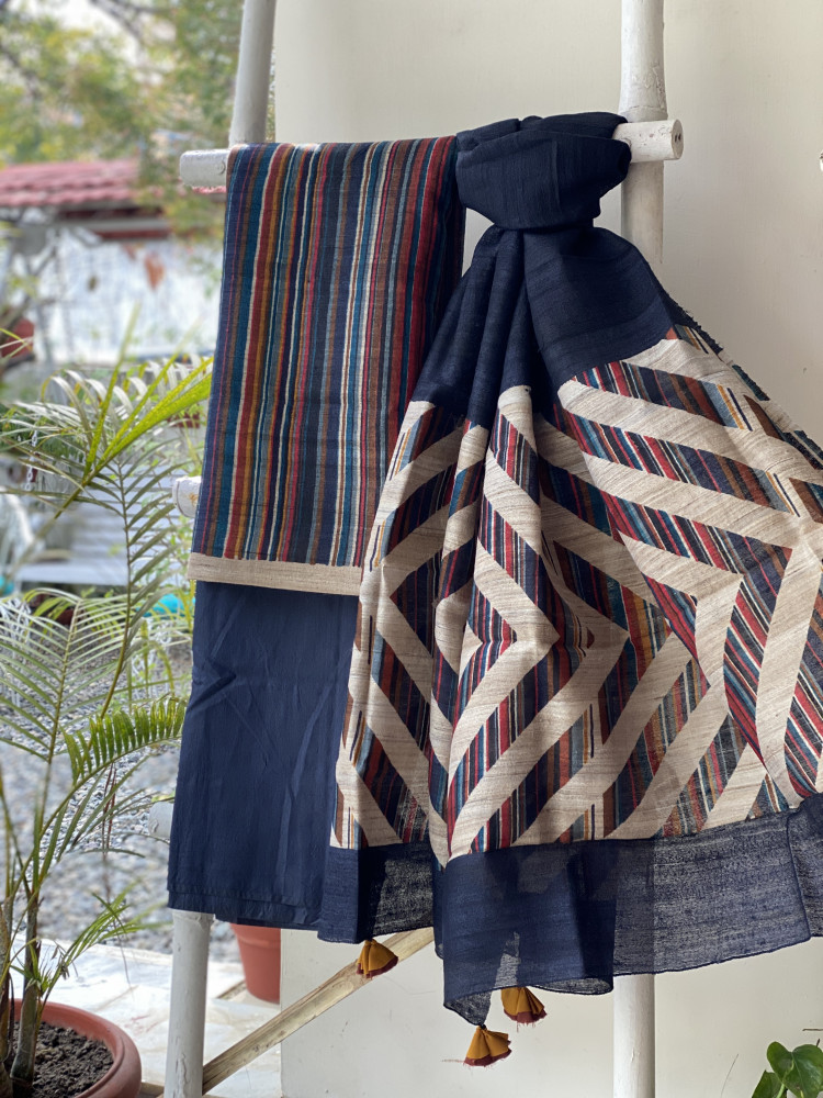 Image of MULTI COLOUR GICHA SILK PRINTED DUPATTA SET