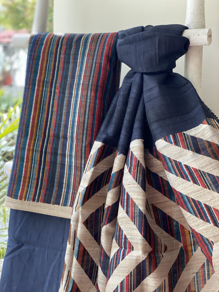 MULTI COLOUR GICHA SILK PRINTED DUPATTA SET