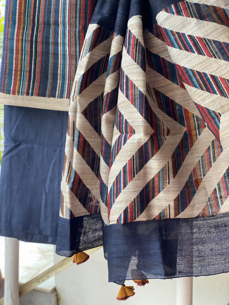 MULTI COLOUR GICHA SILK PRINTED DUPATTA SET