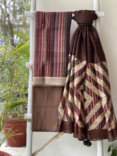 MULTI COLOUR GICHA SILK PRINTED DUPATTA SET