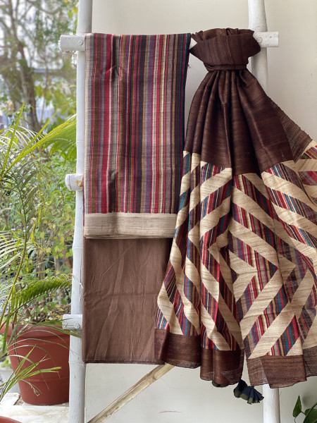 MULTI COLOUR GICHA SILK PRINTED DUPATTA SET