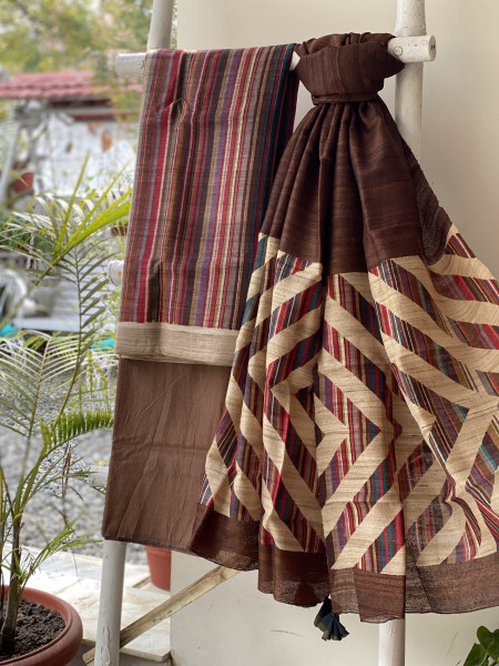 MULTI COLOUR GICHA SILK PRINTED DUPATTA SET