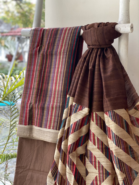 MULTI COLOUR GICHA SILK PRINTED DUPATTA SET