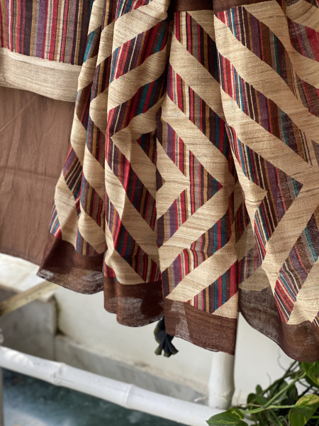 MULTI COLOUR GICHA SILK PRINTED DUPATTA SET