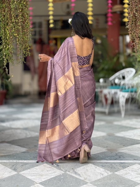 MAUVE KOSA SILK WOVEN ZARI SARI