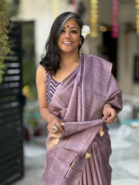 MAUVE KOSA SILK WOVEN ZARI SARI