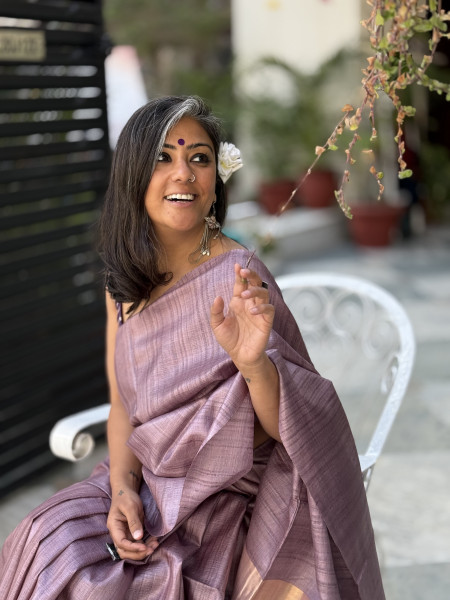 MAUVE KOSA SILK WOVEN ZARI SARI
