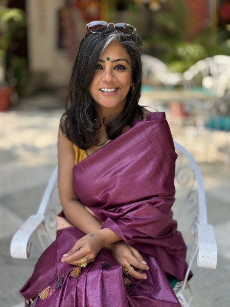 WINE DESI TUSSAR SILK WOVEN ZARI SARI