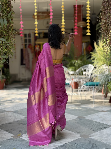 MAGENTA KOSA SILK WOVEN ZARI SARI