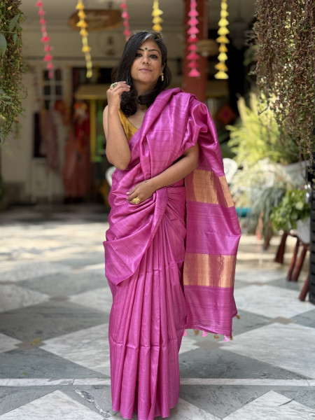 MAGENTA KOSA SILK WOVEN ZARI SARI