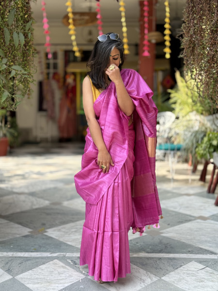 MAGENTA KOSA SILK WOVEN ZARI SARI