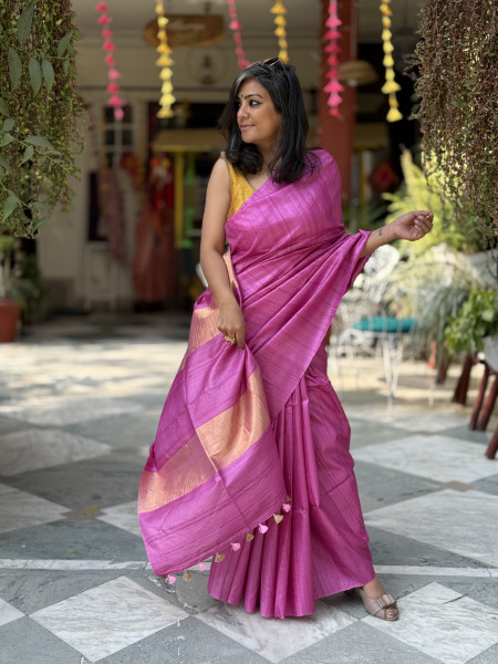 MAGENTA KOSA SILK WOVEN ZARI SARI