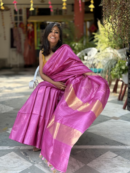 MAGENTA KOSA SILK WOVEN ZARI SARI