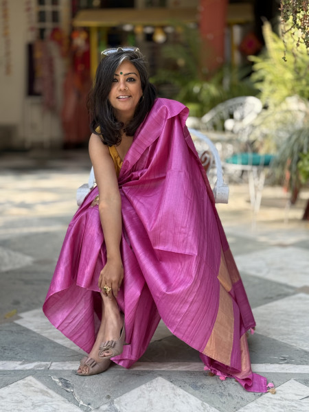 MAGENTA KOSA SILK WOVEN ZARI SARI